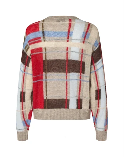 Stine Goya - Long Sleeve Crewneck Strik - Scarlet Grid 